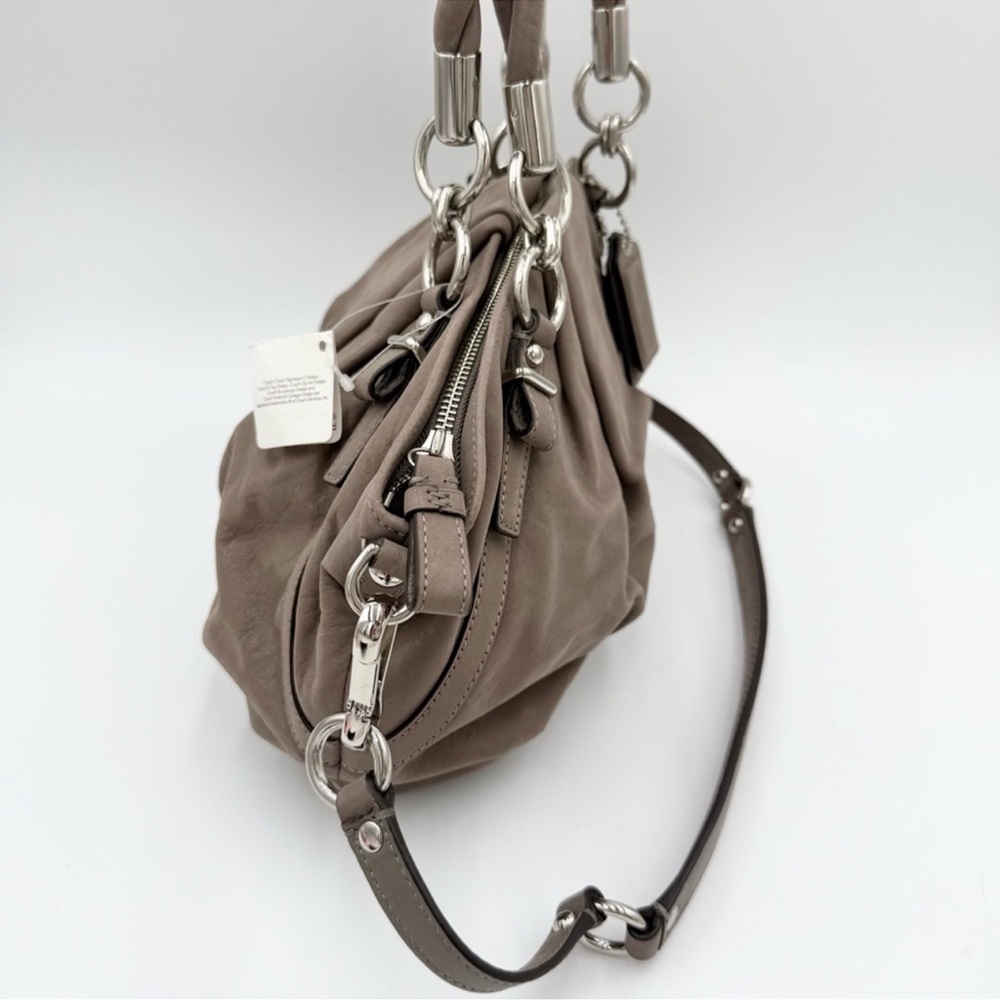 Coach Metallic Leather Twist Handle Satchel Crossbody Bag NWT - Picture 4 of 7